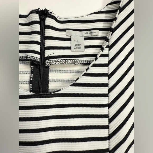 HALOGEN Black and white stripe sleeveless V neck midi dress size S. - Picture 9 of 13